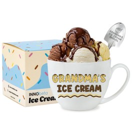 InnoBeta Grandma Ice Cream Gifts from Grandkids, Mothers Day Grandma's Gift Ice Cream Bowl Scoop Shovel Spoon Set