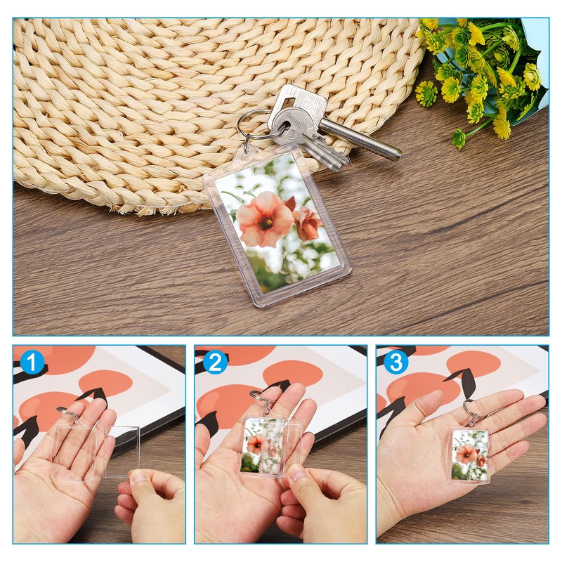 [PATIKIL] 10pcs 44x27mm Acrylic Photo Frame Keychains Blank Photo Insert