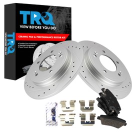TRQ Rear Brake Pad & Rotor Kit Ceramic Premium G-Coated Compatible with 2017-2020 Hyundai Elantra 2017-2021 Ioniq 2017-2019 Kia Niro
