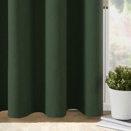 MRTREES 100% Blackout Curtains with Linen Look, Thermal Eyelet Window Curtains for Bedroom, 2 Panels Window Treatment 46x54 Inch 117x137 CM, Olive Green