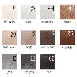 Mohair and Silk Yarn Drops Kid Silk, 0 or Lace, 2 Ply, 25.5 g, 230 yards per ball (41 powders)