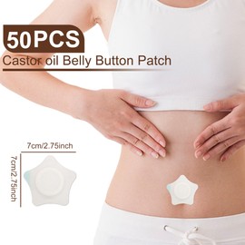 50 Pcs Castor Oil Pack Wrap for Belly Button,High Absorbent Organic Cotton Flannel,No Washing Self Adhesive with High Absorbent Organic Cotton Flannel, Proof Massage Oil Leak, for Women Men