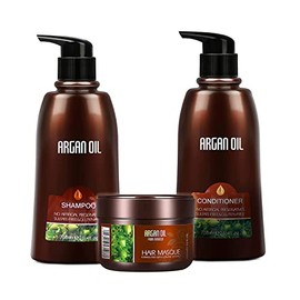 NUSPA NUSPA Juegos de Champú y Acondicionador de Aceite de Argán Marroquí Con Mascarilla para El Cabello, Color Seguro, Suave, Agrega Brillo,