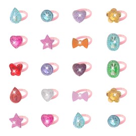 VBRHFRIF 20 Pieces Of Multicolor Rings, Little Girl Princess Dress Up Rings, Children'S Jewelry, Cute Clothing Accessories, Jewelry Toys And Accessories