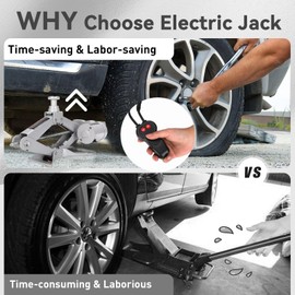 ROGTZ Electric Scissor Car Jack 3 Ton All-in-one Automatic 12v Car Lift with Handle Wrench for Tire Change Replacement (Gray,3T)