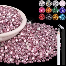 6000PCS 4mm Resin Rhinestones in Bulk (Light Pink), Bedazzling Flatback Crystals Rhinestones for Crafting DIY Nail Decoration, Gems Diomand Charms for Tumbler Shoes Clothing Fabric
