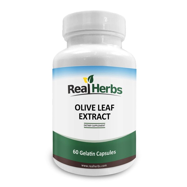 Real Herbs Olive Leaf Extract (Non-GMO) 750mg – Standardized to 20% Oleuropein Super Strength - 60 Capsules