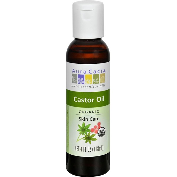 Aura Cacia Skin Care Oil - USDA Organic - Castor Oil - 4 fl oz - 100% Pure Botanical Ingredients by Aura Cacia