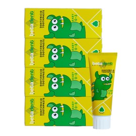 Betadent Set of 4 Toothpastes for Children 0 to 3 Years, Fluorine Free, Pear Flavour, Anti Plaque Effect, Easier Teething Natural Formulation, 4 x 75ml