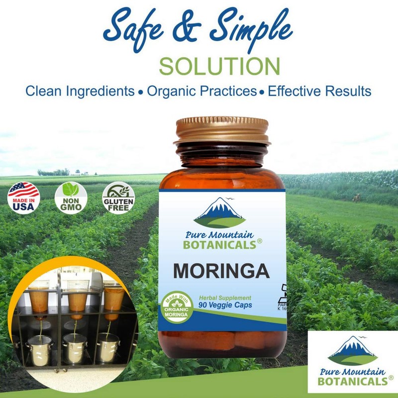 Pure Mountain Botanicals Moringa Leaf Capsules - Kosher Vegan Formula
