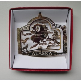 Alaska State Brass Ornament Vacation Souvenir Gift