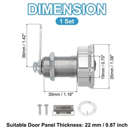 PATIKIL 組み合わせカムロック 亜鉛合金 キーレス 3桁パスワード ファイルキャビネットロック 1-3/16" シリンダー クロム仕上げ セキュリティロック ドロワー カップボード シルバー