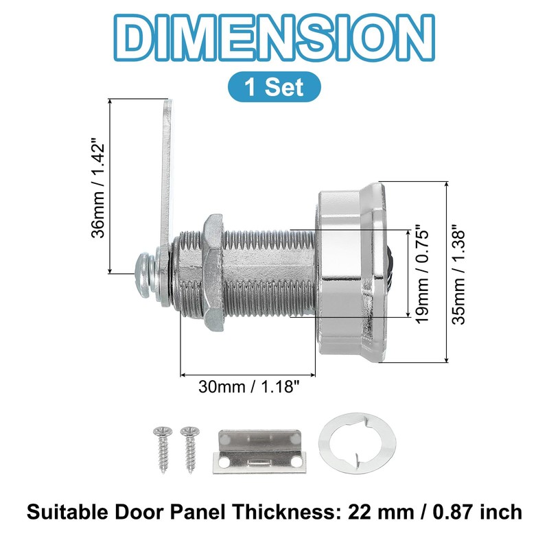 PATIKIL 組み合わせカムロック 亜鉛合金 キーレス 3桁パスワード ファイルキャビネットロック 1-3/16" シリンダー クロム仕上げ セキュリティロック