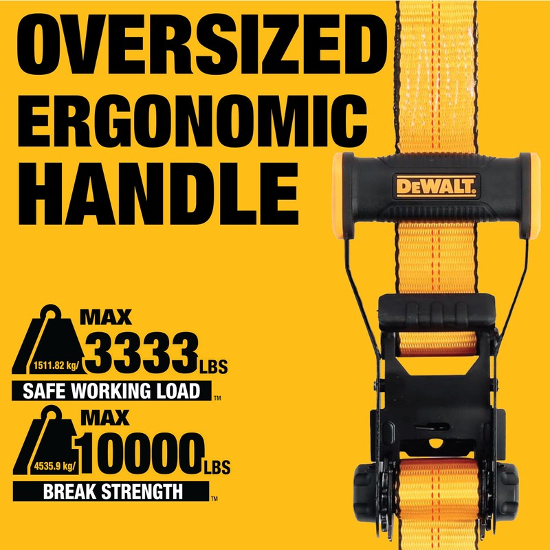 DEWALT DXBC10000F Black/Yellow 2" x 27' Ratchet Tie Down Strap