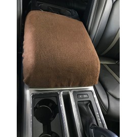Car Console Covers Plus Made in USA Designed to fit Ford F150 F250 2014-2024 Select Bucket Seat Models Fleece Auto Armrest Center Console Cover Protector Brown