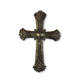 Large Metal Cross with Milagro Hearts 21 x 30.5 cm