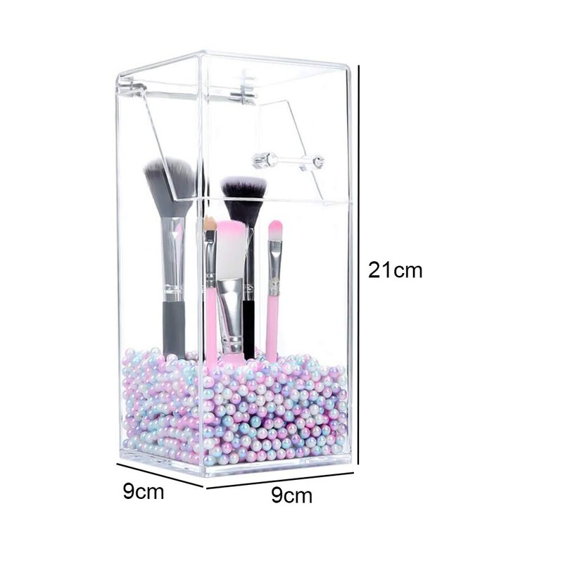 QUUPY Makeup Brush Holder with Lid Clear Acrylic Cosmetic Brush
