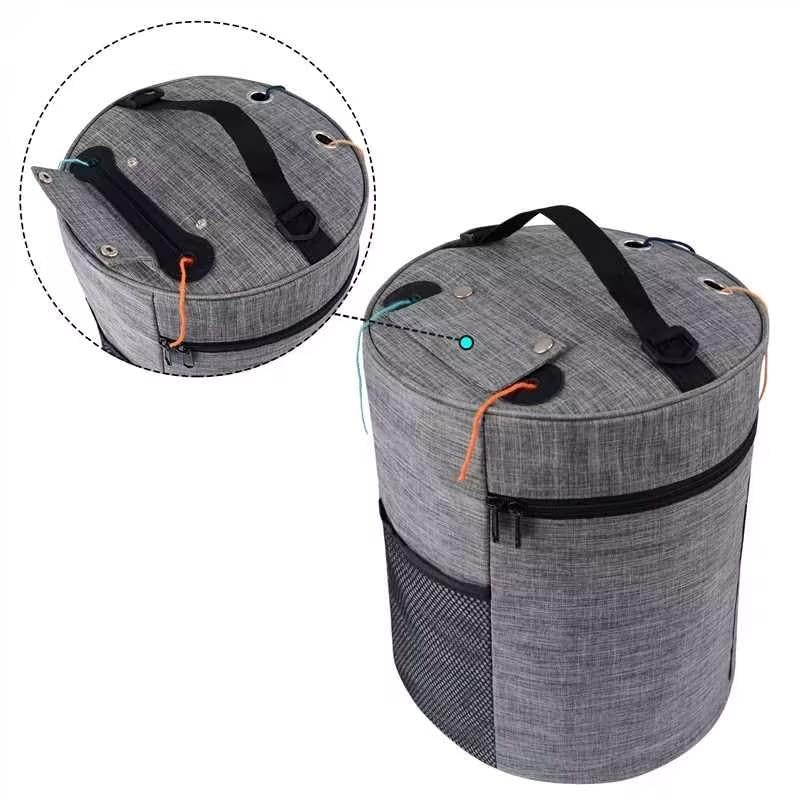 igadgitz home U7267 Round Polyester Knitting Bag, Round Yarn Storage