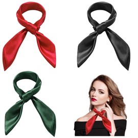 Pack of 3 Women's Silk Scarf, 70 x 70 cm, Silk Headscarf, Square Scarf, Neckerchief, Silk Lightweight Silk Scarf, Bandana for Girls and Women, multicoloured