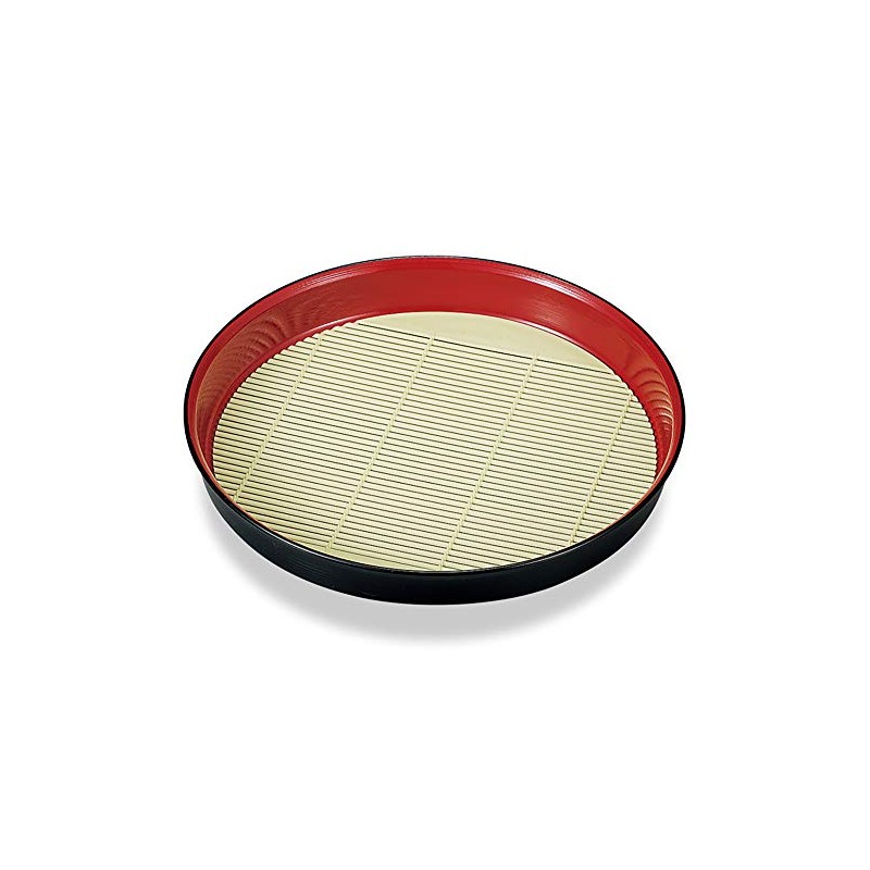 Mitani M17160-0 Yamanaka Lacquerware Buckwheat Plate, Vermilion Kurochi, 8.6 inches