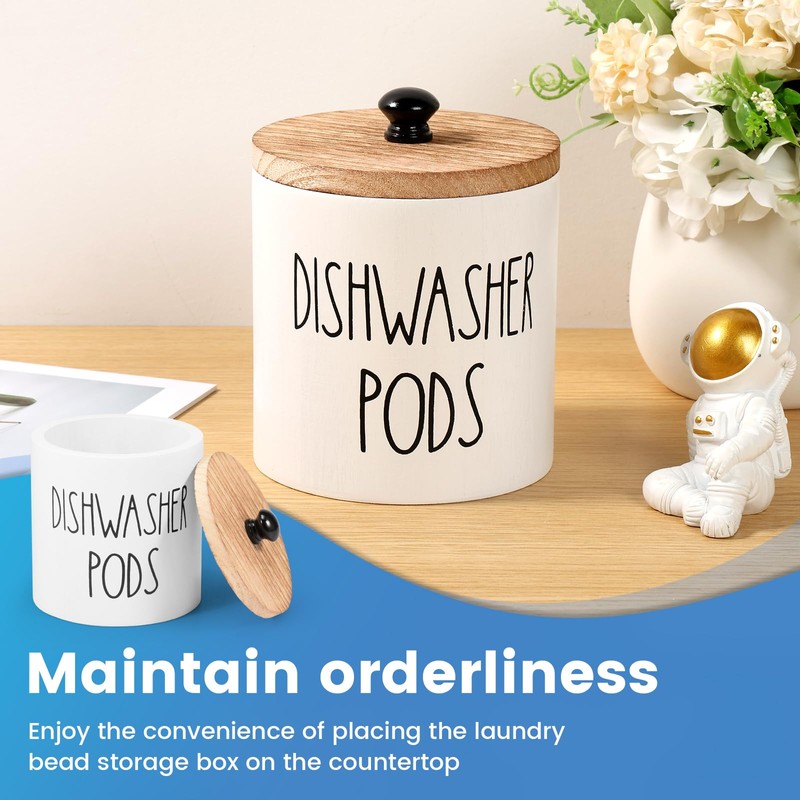 Dishwasher Pod Holder with Lid, Stylish Dishwasher Tablet Container Wide