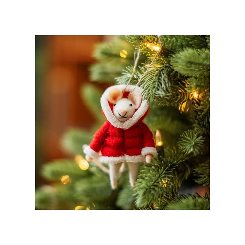 Sass & Belle Mouse in Puffer Jacket Felt Decoration