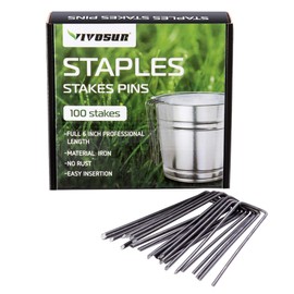 VIVOSUN 100 PCS 6 Inch Garden Stakes Landscape Staples U-Shaped Pins for Barrier Fabric, Ground Cover, Soaker Hose, Irrigation Tubing, Invisible Dog Fence