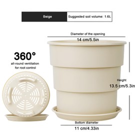 GRKJGytech 6 PCS 5.5 Inch Eco-Friendly Resin Planter Pots, Durable and Lightweight with Drainage Holes, Breathable Root Control Pots, Suitable for Indoor and Outdoor, Patio, Garden, Yellow