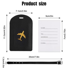 2pcs PU Leather Luggage Tags, Baggage Address Tags with Adjustable Strap & Privacy Protection Cover, Suitcase Tags Travel Luggage Tags for Couple Suitcases Travelling (Black, Pink)