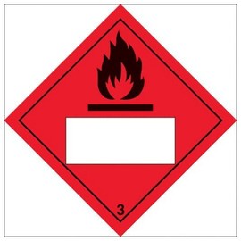 V Safety Flammable 3 UN Substance Numbering Hazard Label-250x250mm-Magnetic Safety Sign