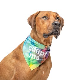 Adopt Me Dog Bandana | 100% Cotton Tie Dye | Made in USA | Adoption Event Prop Photoshoot | Rescue | Puppy | New Dog |One Size | Black Scrunch | One Size (326)