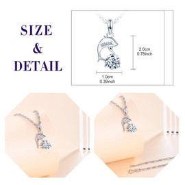 feilok Women's Necklace with Dolphin Cubic Zirconia Pendant Made of 925 Sterling Silver Necklace for Women Christmas Valentine's Day Mother's Day, Cubic Zirconia