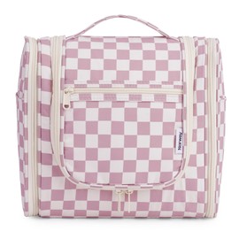 Toiletry Bag for Men and Women - Children's Toiletry Bag for Hanging & Men's Cosmetic Bag - Wash Bag for Women and Girls, Zy-grid dusty pink