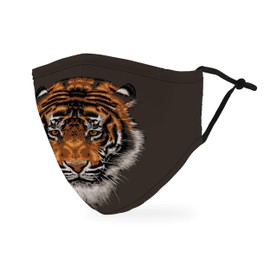 WEDDINGSTAR 3-Ply Adult Washable Cloth Face Mask Reusable and Adjustable with Filter Pocket - Tiger