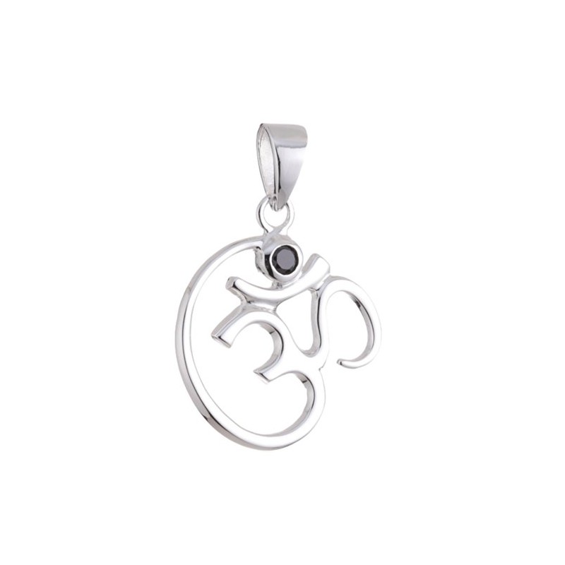 Vinani Anhänger OM Symbol Zirkonia schwarz Sterling Silber 925 AOM-EZ