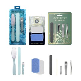 Earth & I Nail Clippers and Pumice Stones for Feet with Manicure Set, Foot Scrubber, Nail File, Nail Clippers, Pedicure Tools for Feet, Pedicure Tools Kit - Ocean Blue - 11 Ct