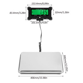 Lepmerk 660lbs/300kg Electronic Postal Scale, 50g/0.1lb Precision, LCD Display, 16"X 12" Stainless Big Platform, Heavy Duty Postage Scale for Packages, Livestock & Pets Weighing