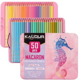 Ccfoud - Lapices de Colores Macaron Profesional, 50 Lápices de Colores pastel, Núcleo blando, Numerados, uego de Lápices Para Colorear Para Artistas