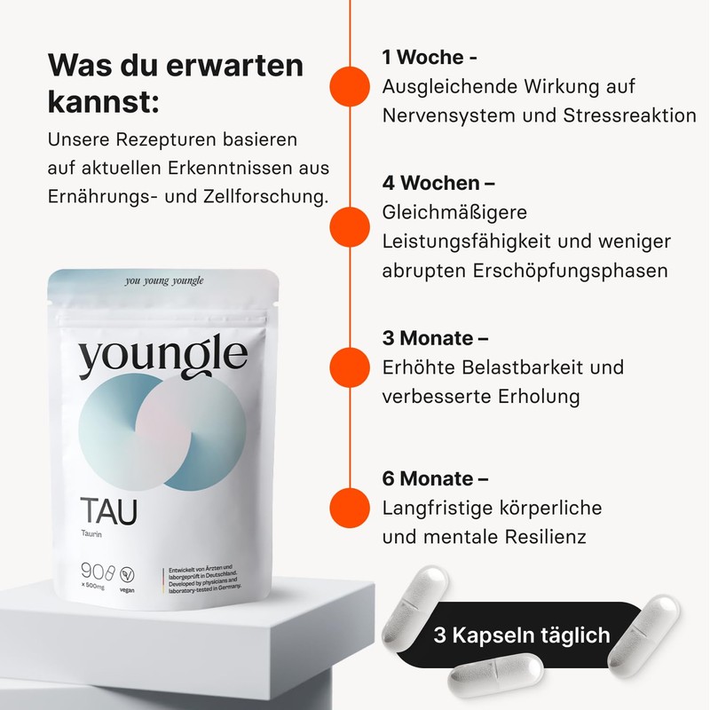 Youngle Taurine Capsules High Dose 1500 mg per Daily Dose