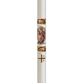 CB Church Supply Will & Baumer Hand Crafted Behold The Lord Beeswax Paschal Candle with Nails, No 2, Red & Gold
