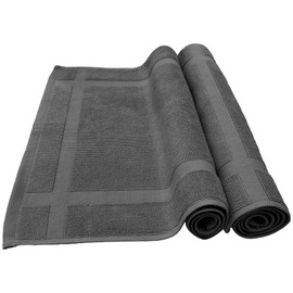 Daily Towel, Bath Mat, Foot Wipe Mat, 16.5 x 25.6 inches (42 x 65 cm), 100% Cotton, Washable, Terry Cloth, Quick Drying, Highly Absorbent, No Bulk, Dark Gray, Set of 2