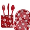 Unique Red Snowflake Holiday Dinnerware Party Bundle large Plates and