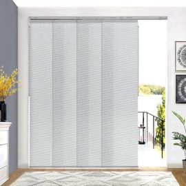 Lazblinds Adjustable Blackout Vertical Blinds for Sliding Doors, Extendable Track (45 3/4'' - 82 5/8'' W), Trimmable Panels Up to 96” H for Room Divider & Patio Door, Grey Light Filtering