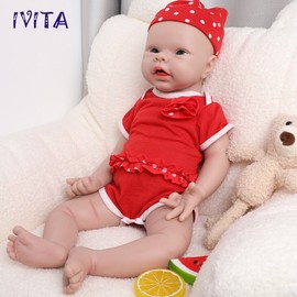 IVITA 20'' FullBody Silicone Newborn Baby Girl Reaslitic Silicone Doll Kids Toy