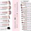 Set 22 Brochas De Maquillaje Profesional Con Cosmetiqueras Color Rosa