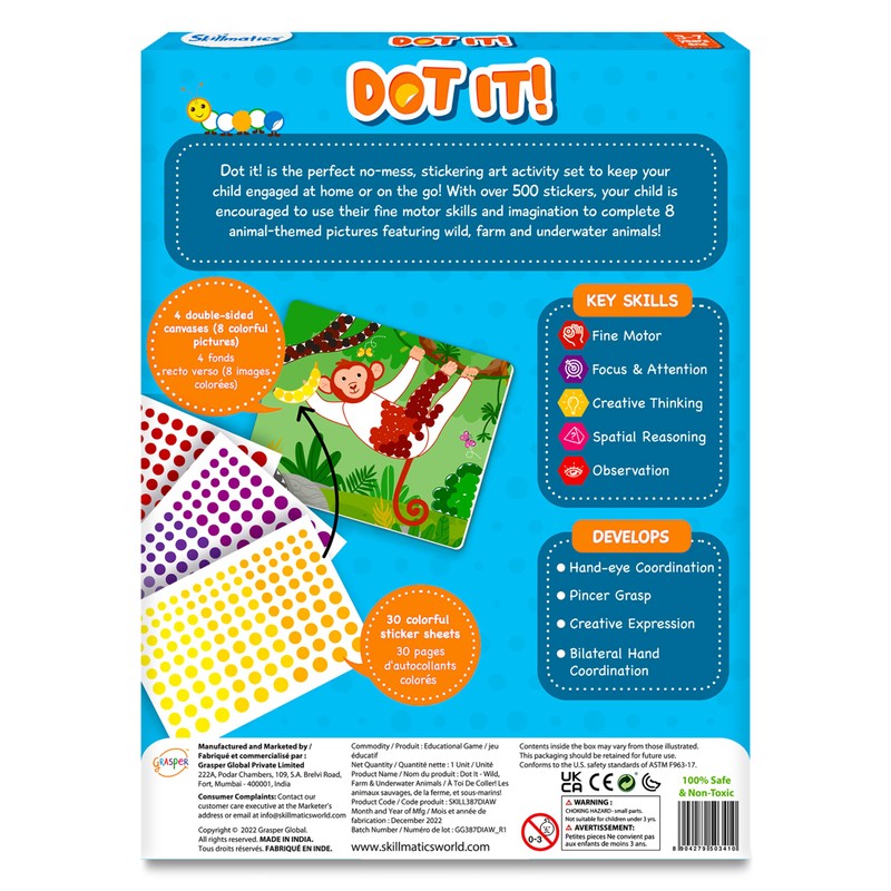 Skillmatics Art Activity - Dot It Animals, No Mess Sticker