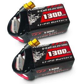 PCEONAMP 6S Lipo Battery 1300mAh 22.2V 120C with XT60 Plug Rechargeable High Capacity RC Drone Battery Soft Case Fit for RC FPV RC Racing Drone Quadcopter