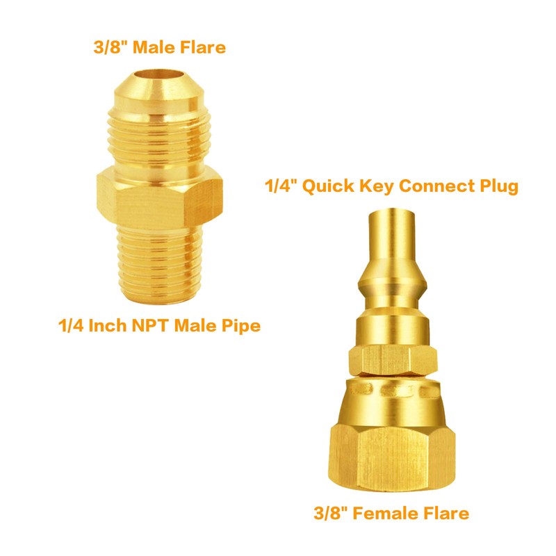 MCAMPAS 1/4" Propane Quick Connect Adapter Kit Converter 3/8" Female