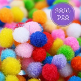 Pompoms for Crafts, Pack of 2000 Colourful Pompoms, 8 mm Pom Poms, Felt Balls, Colourful Small Mini Pompoms, Colourful for Children and Adults, Decorating, Decorating, Sewing, Fun, DIY, Creative