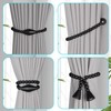 Meplait Magnetic Curtain Tiebacks, 2 Pack Curtain Holdbacks Wood Bead